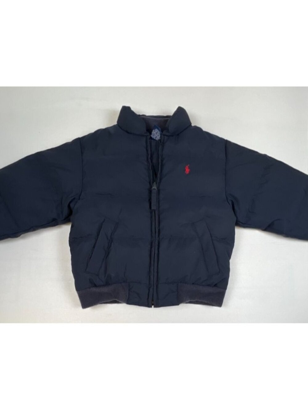 Polo Ralph Lauren Boys 4/4T Navy Blue Down Puffer Jacket Red Pony Zip Up